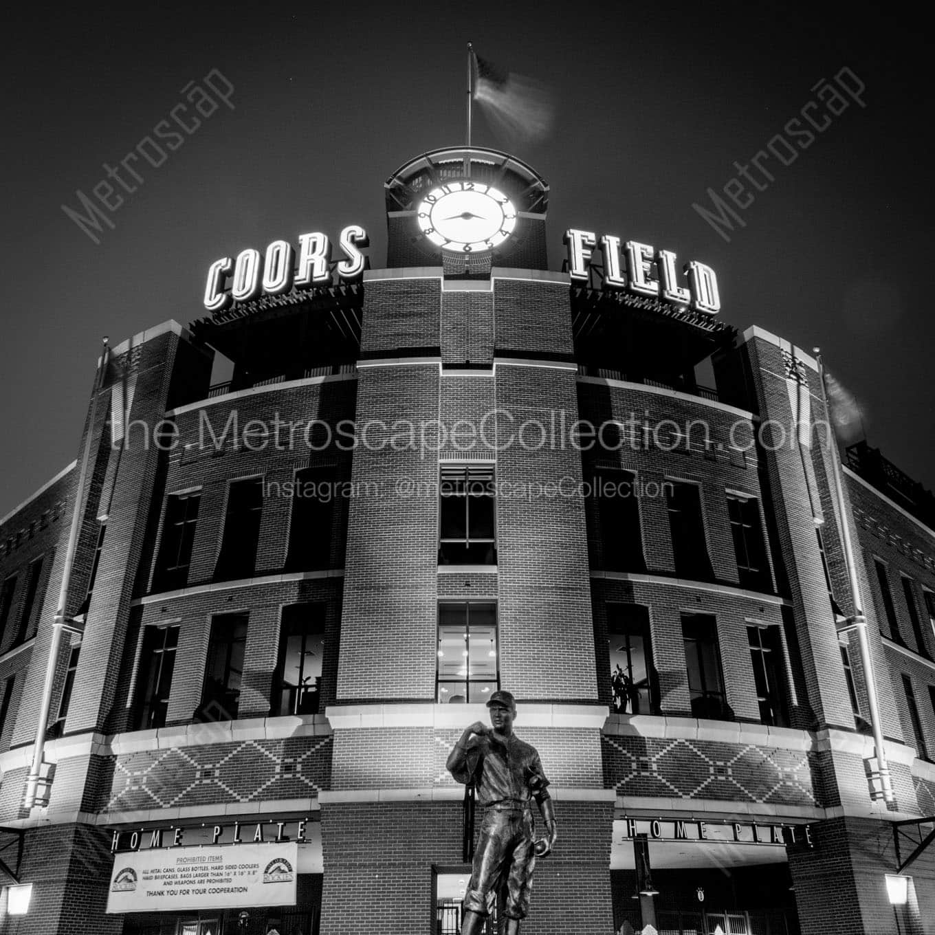 coors field at night Black & White Office Art