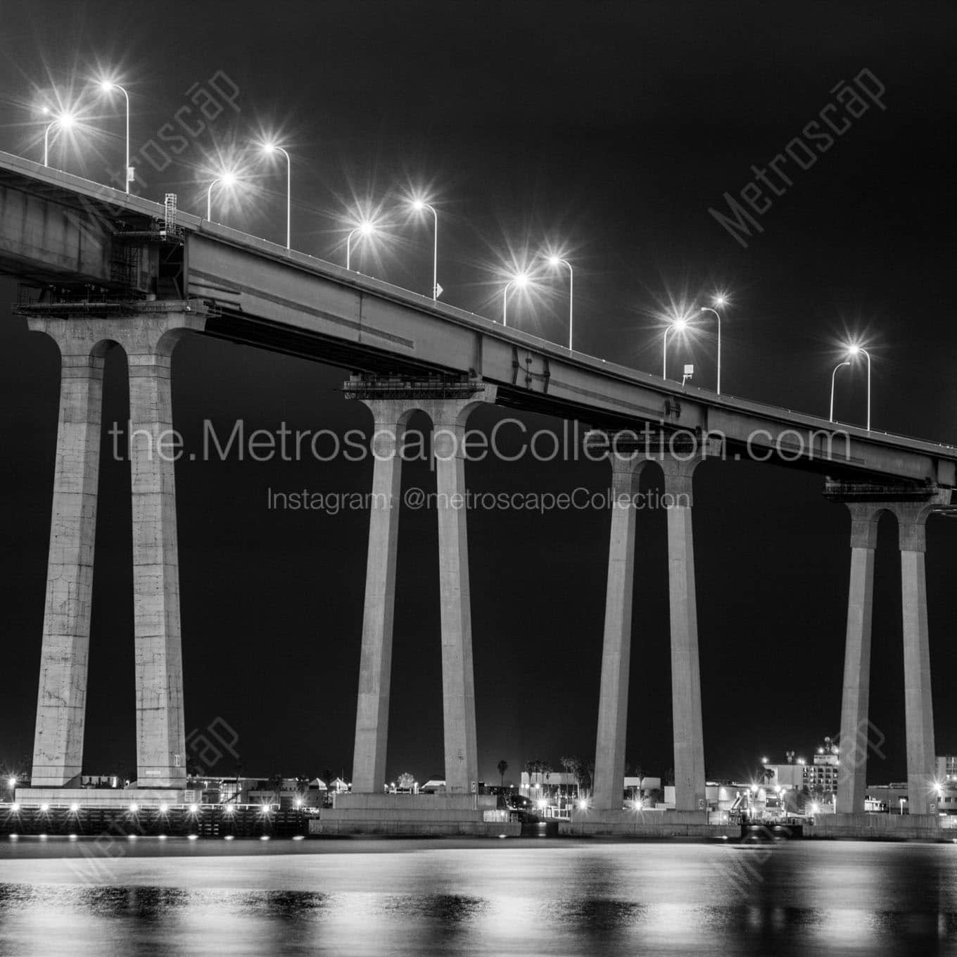 coronado bridge at night Black & White Office Art