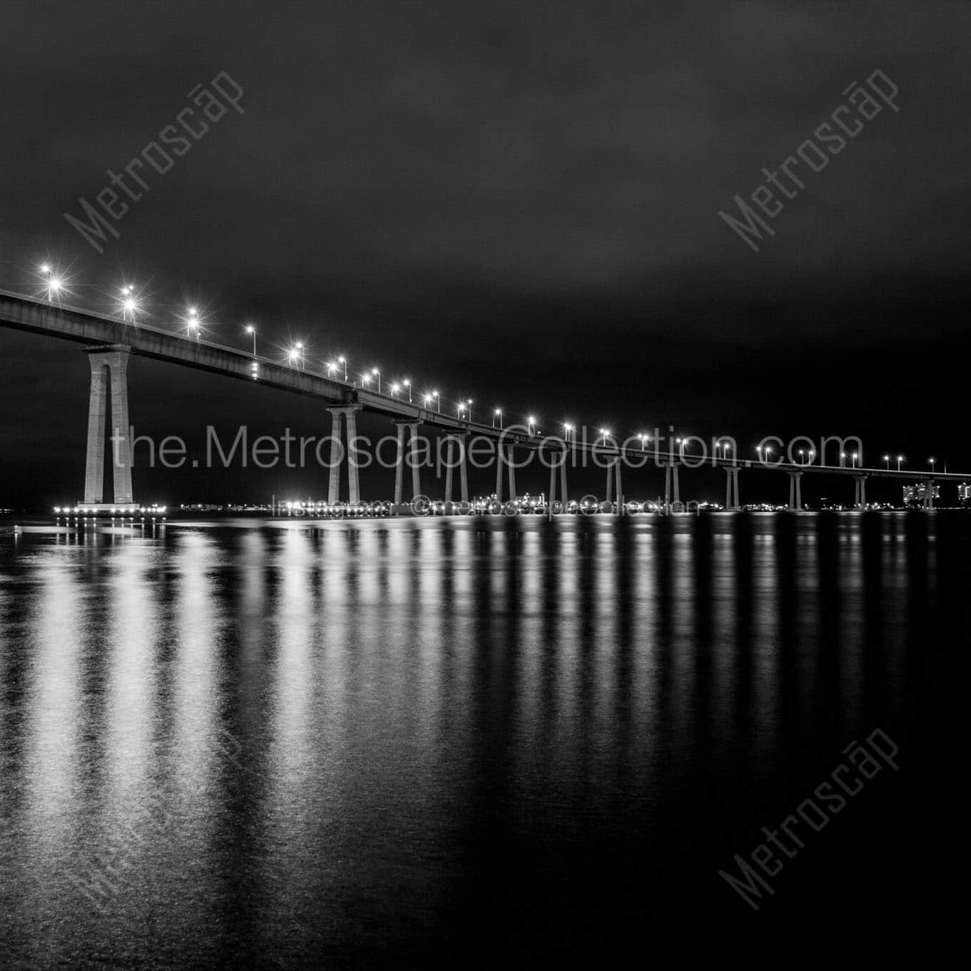 coronado bridge at night Black & White Office Art