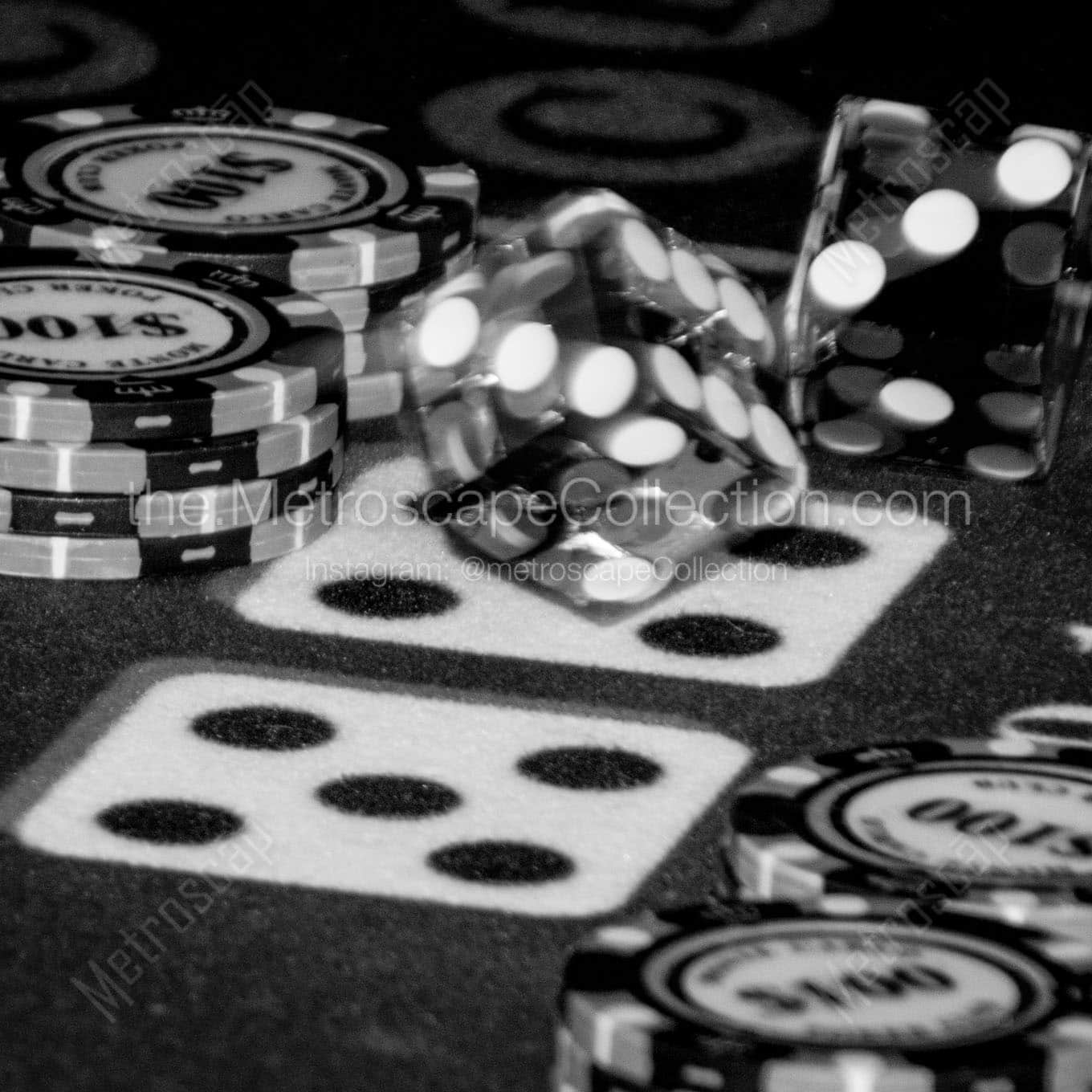 craps table rolling dice Black & White Office Art