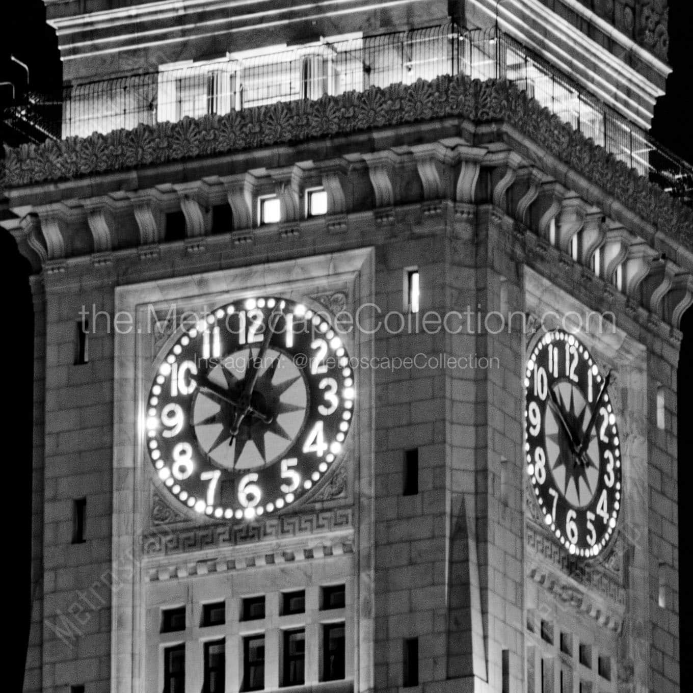 custom house tower clock face Black & White Office Art