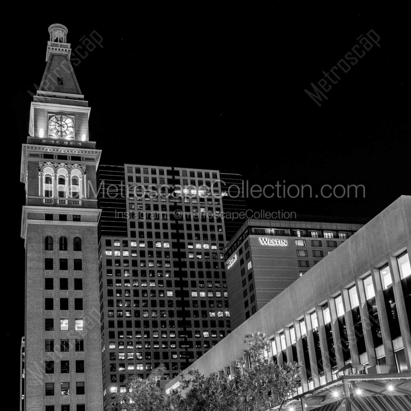 daniels and fisher building at night Black & White Office Art