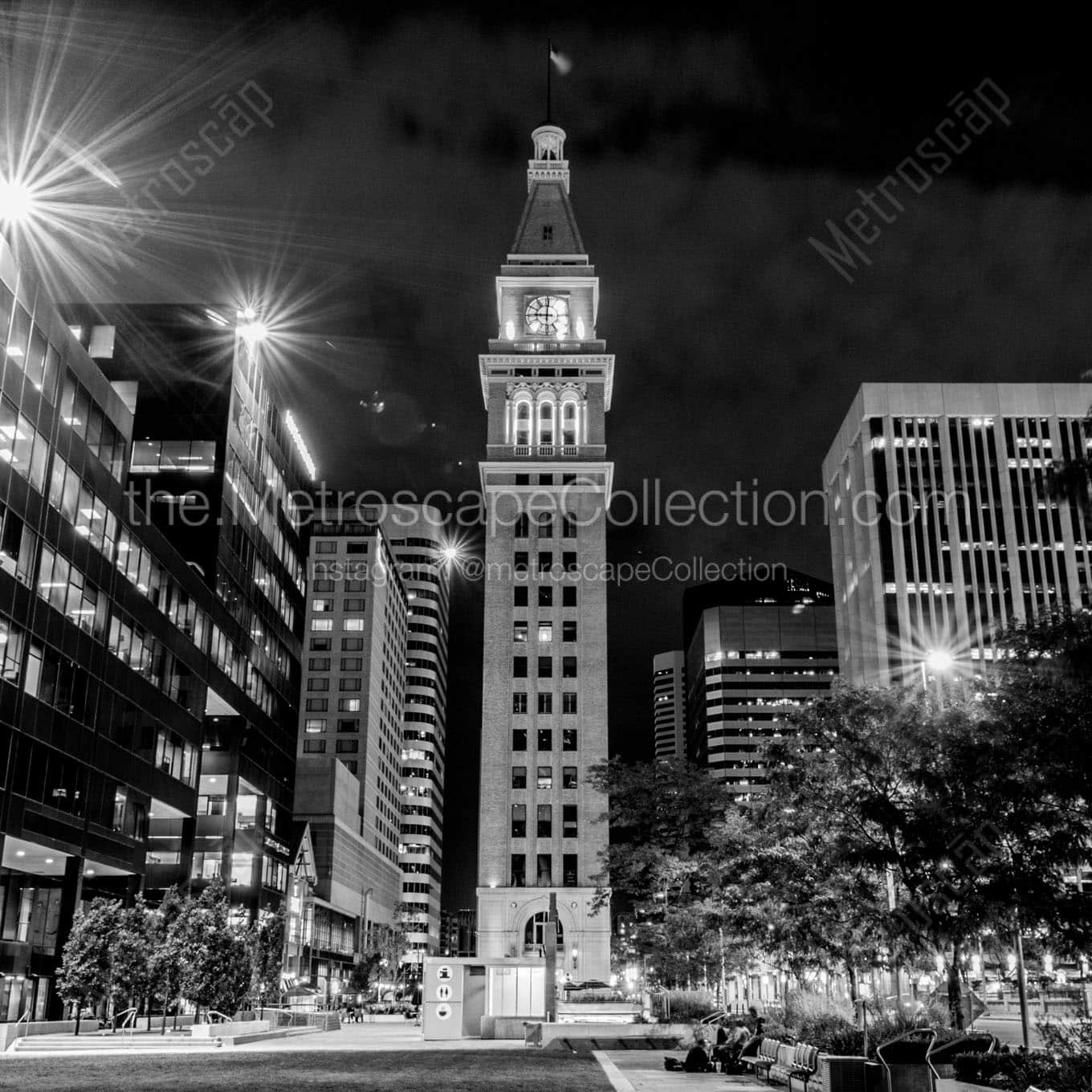 daniels fisher building at night Black & White Office Art