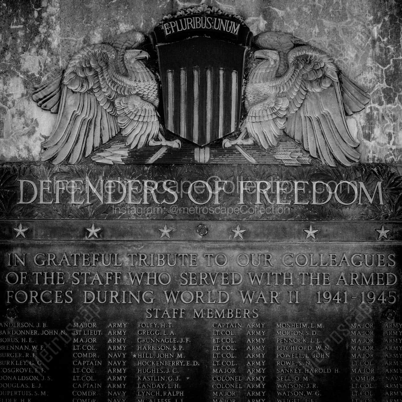 defenders of freedom plaque soldier sailors memorial Black & White Office Art