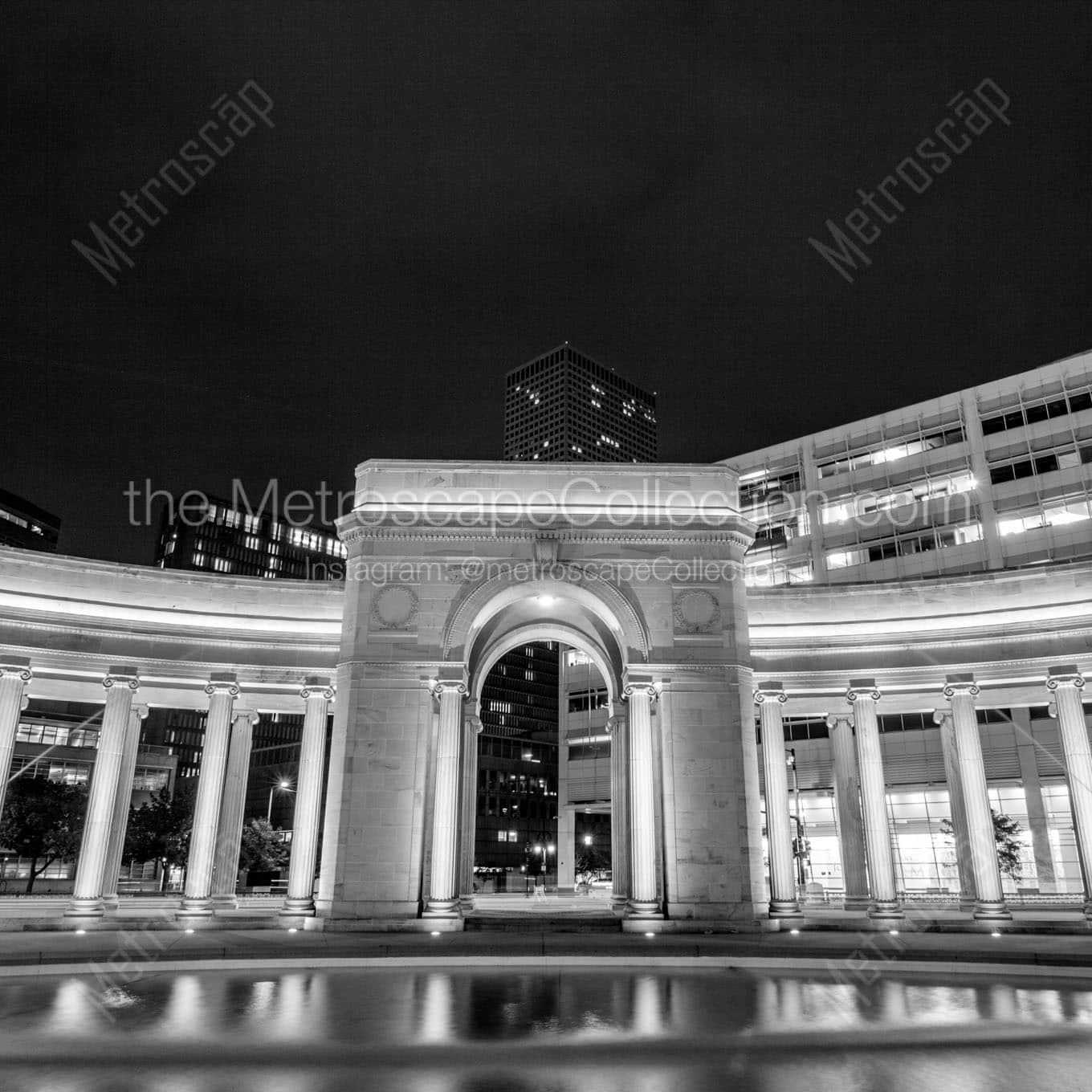 denver civic center arch at night Black & White Office Art