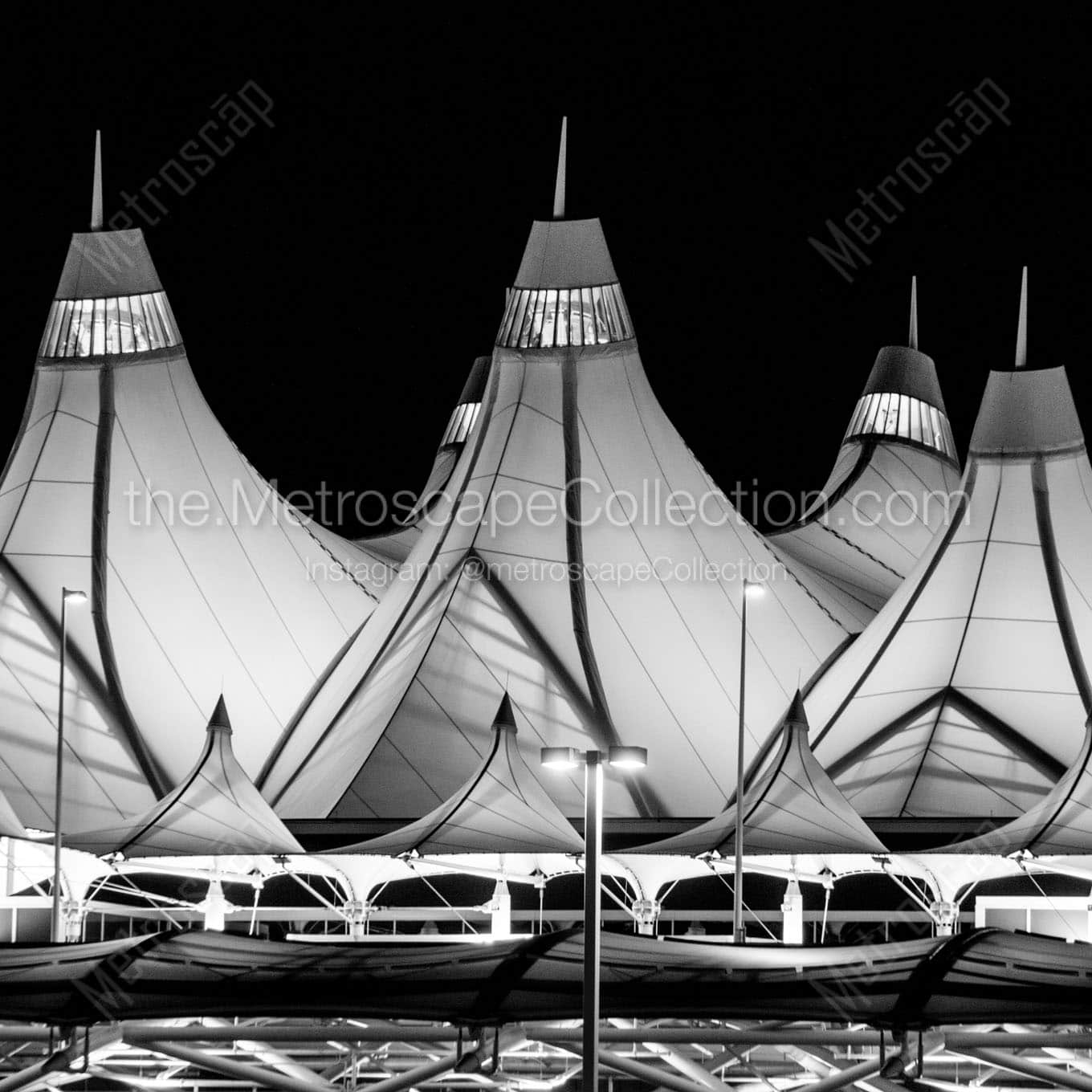 denver international airport at night Black & White Office Art