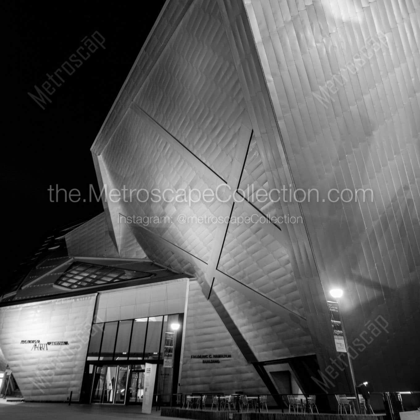 denver museum of art at night Black & White Office Art