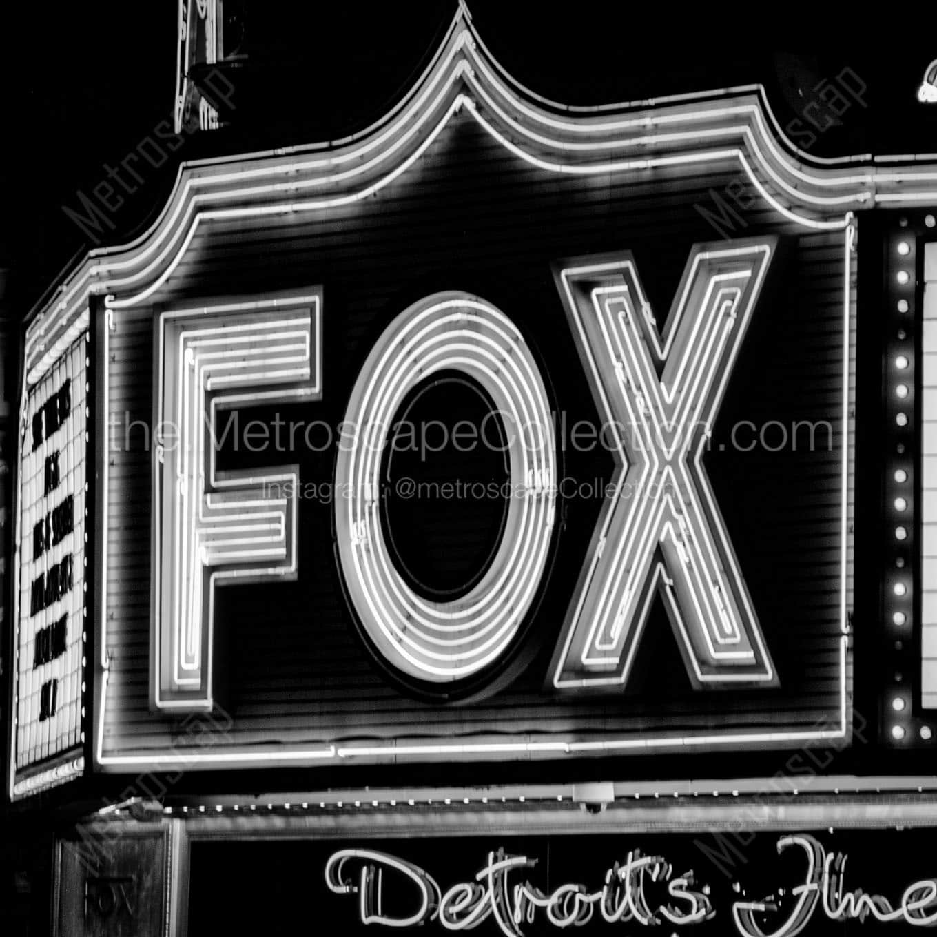 detroits fox theater Black & White Office Art