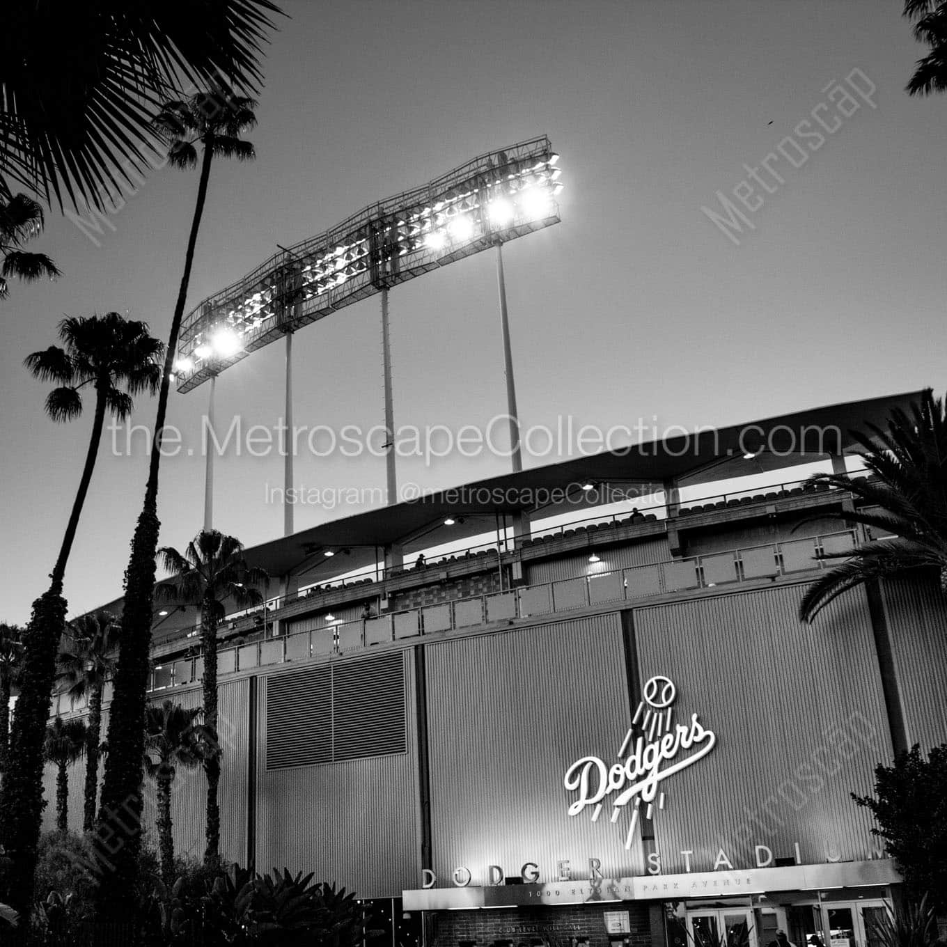 dodger stadium Black & White Office Art