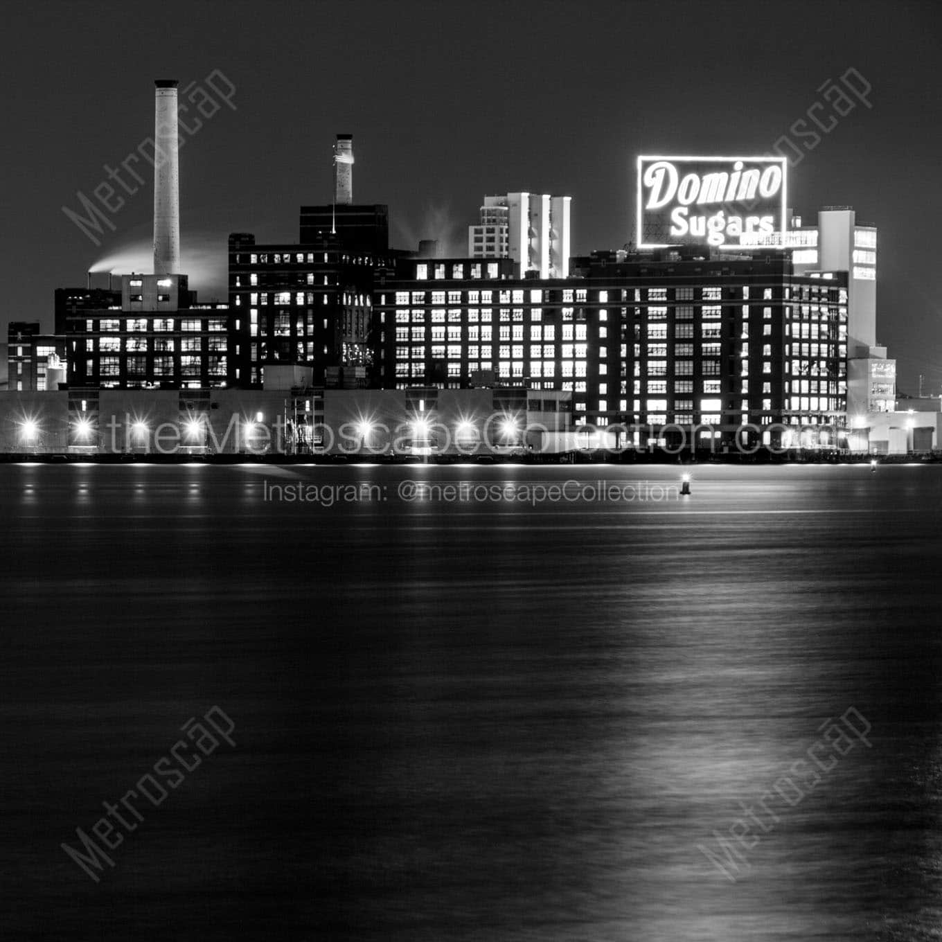 domino sugars plant inner harbor night Black & White Office Art