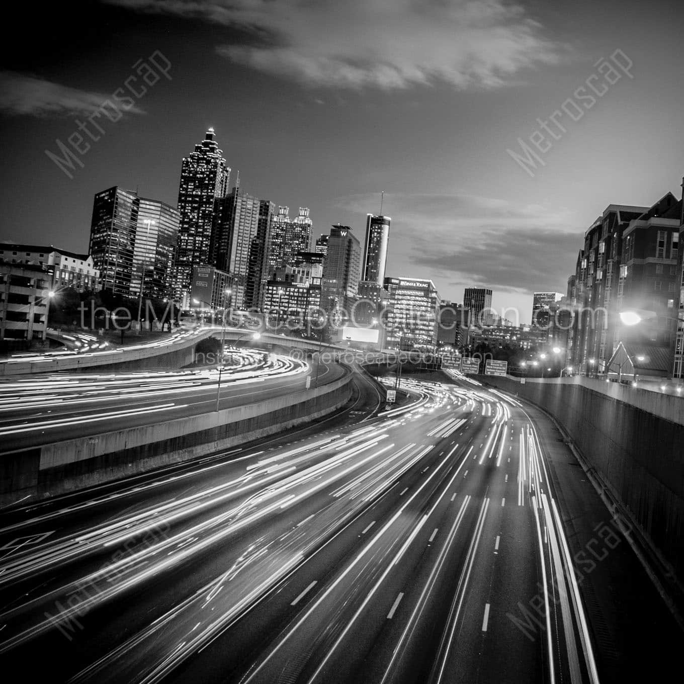 downtown atlanta skyline Black & White Office Art