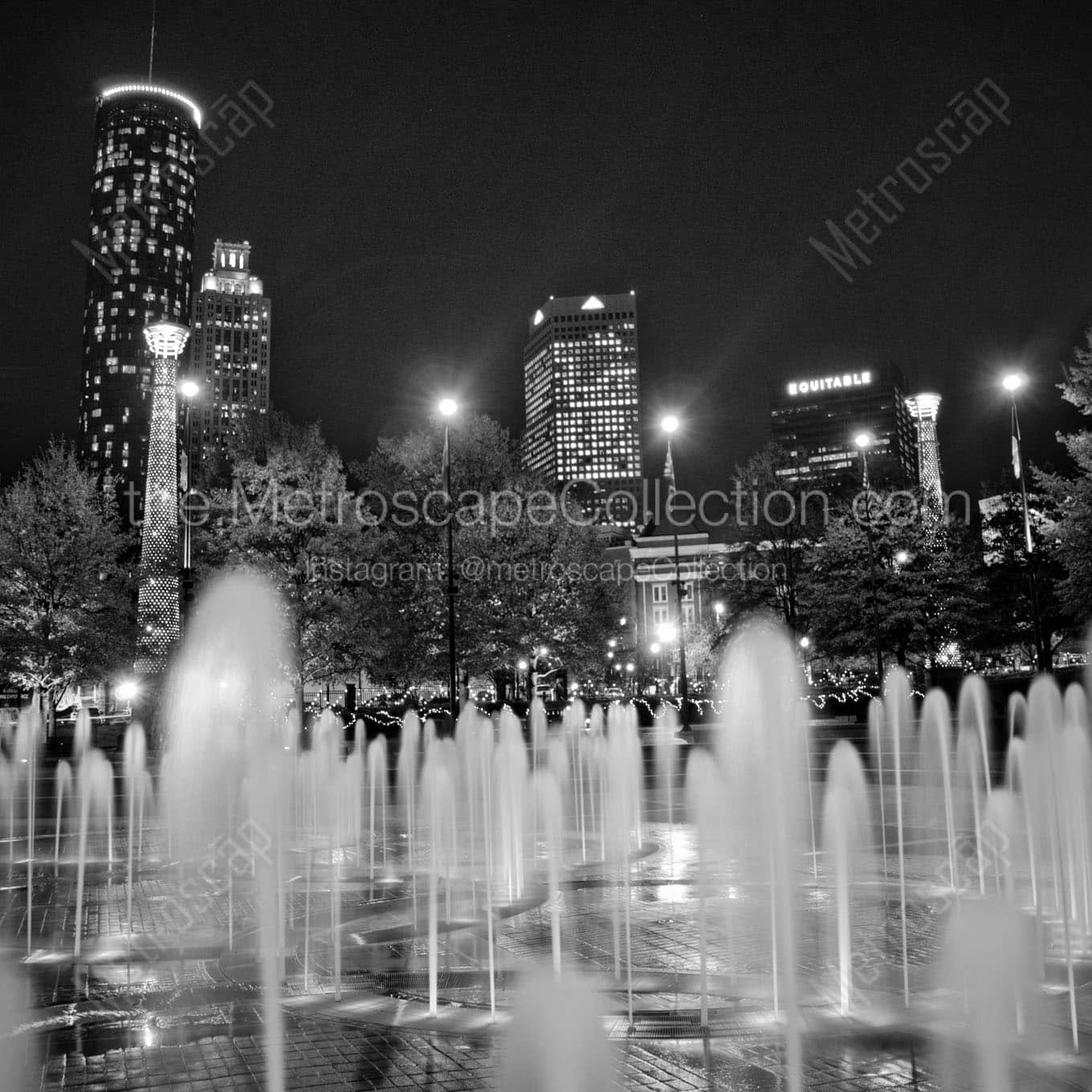 downtown atlanta skyline Black & White Office Art