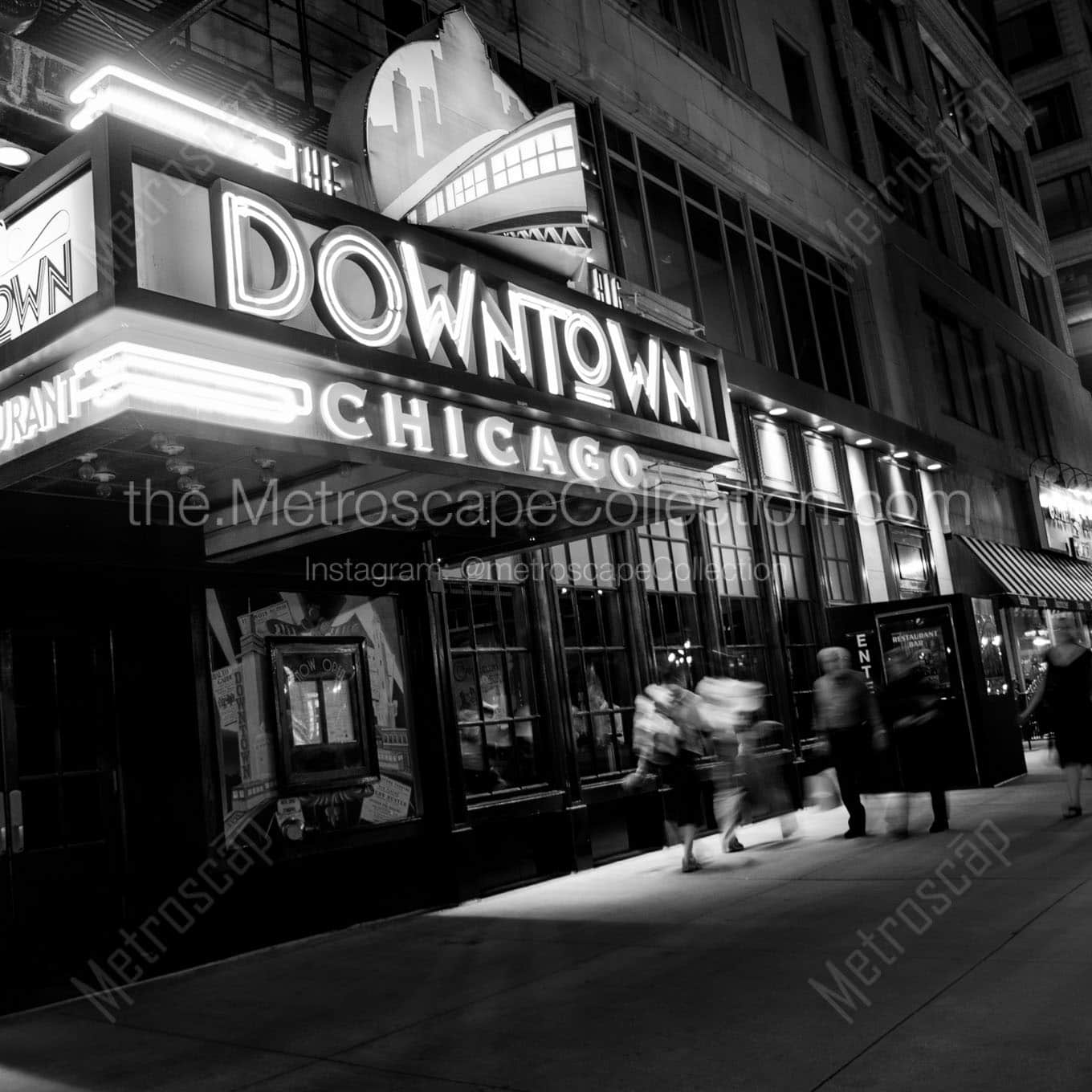 downtown chicago bar Black & White Office Art
