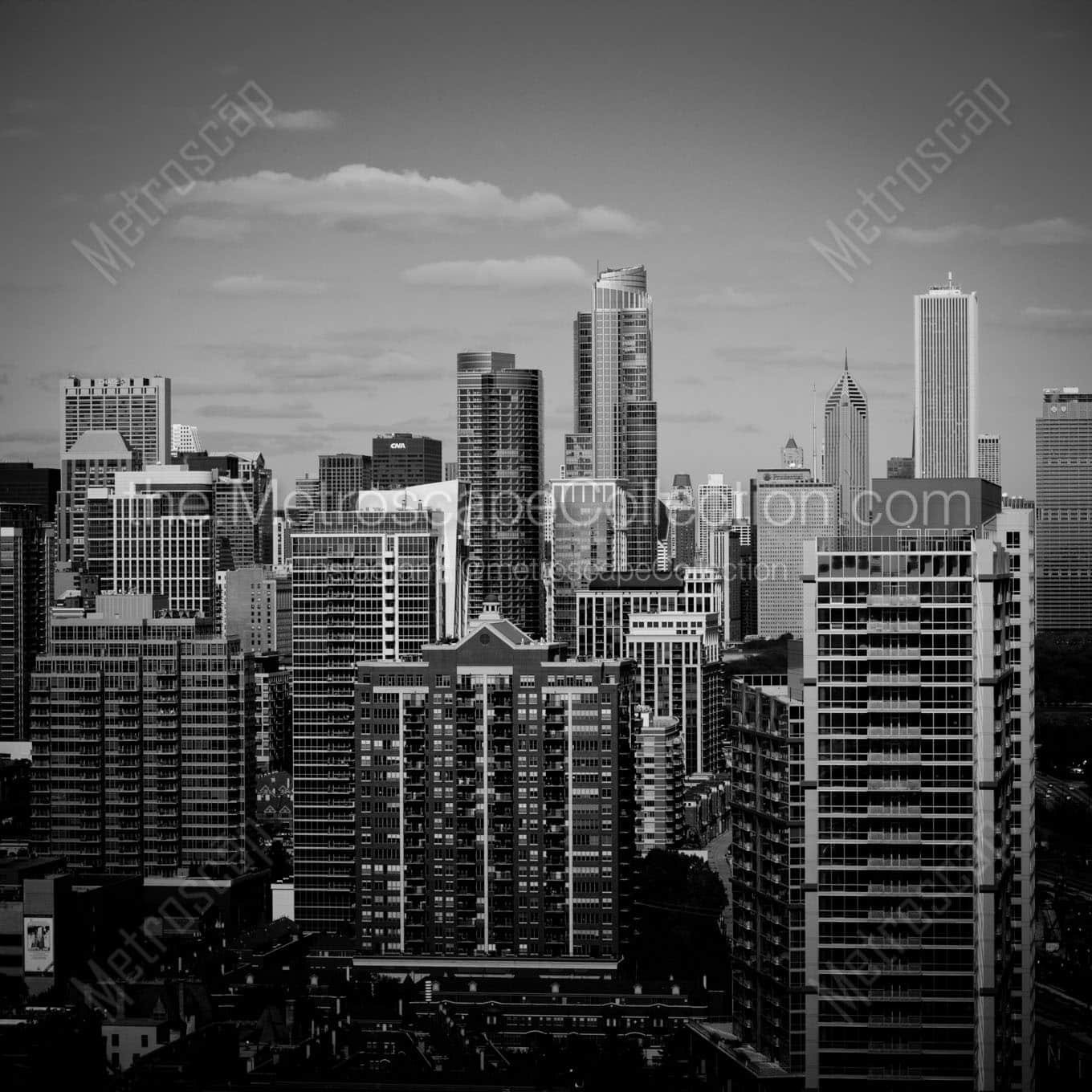 downtown chicago from mccormick place Black & White Office Art