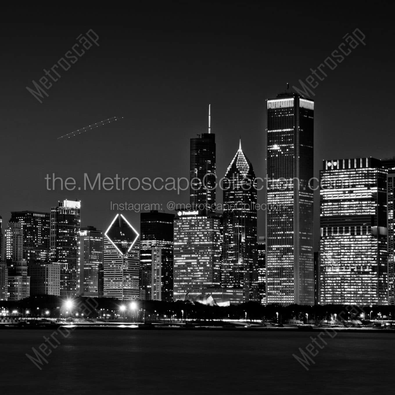 downtown chicago skyline from adler planetarium Black & White Office Art