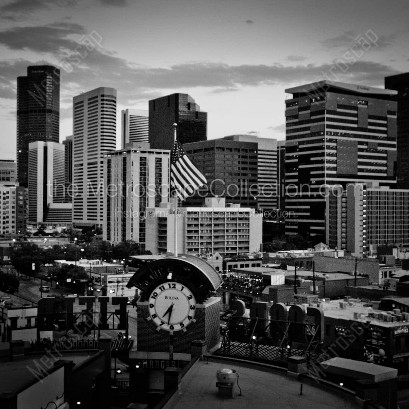 downtown denver city skyline Black & White Office Art