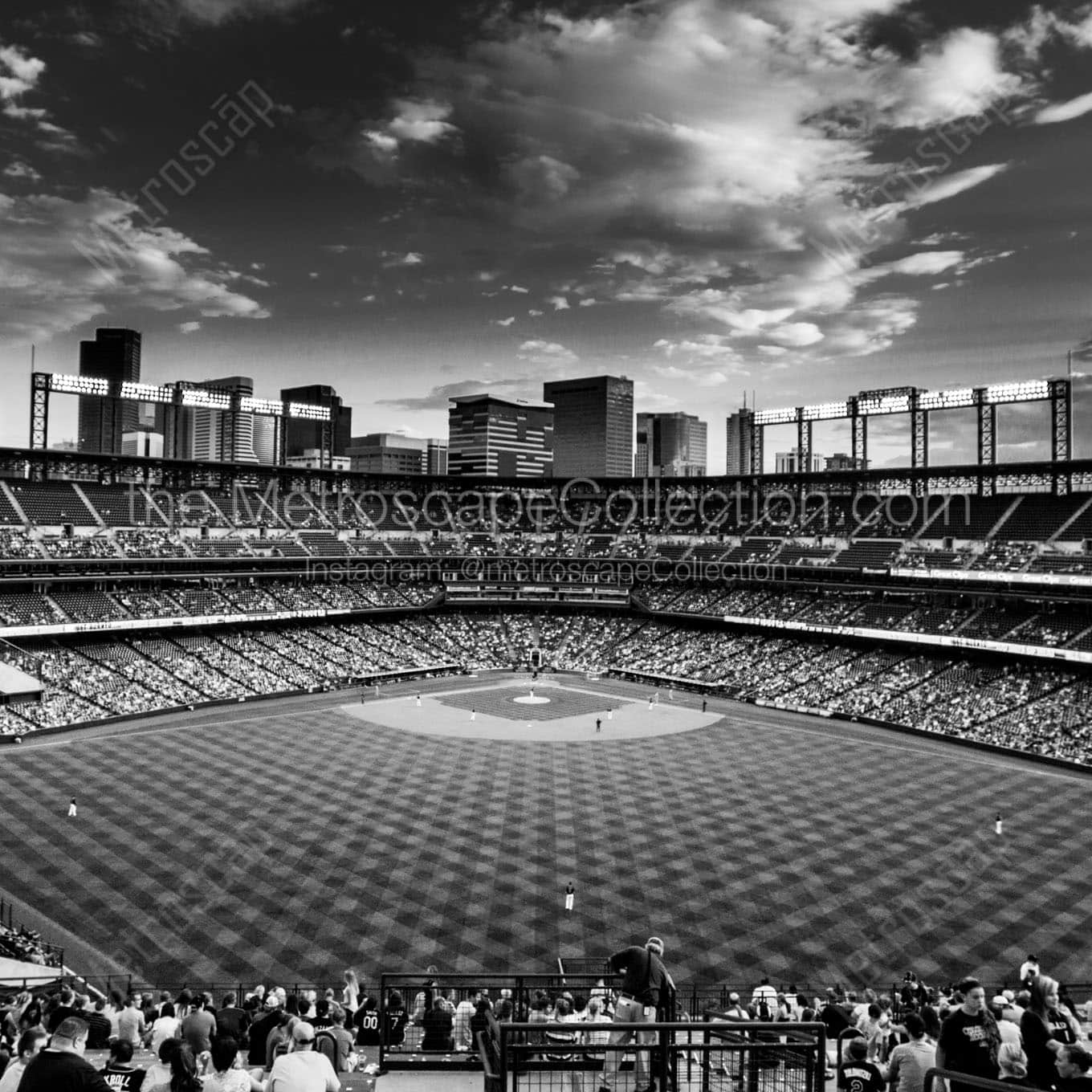 downtown denver from coors field center field Black & White Office Art