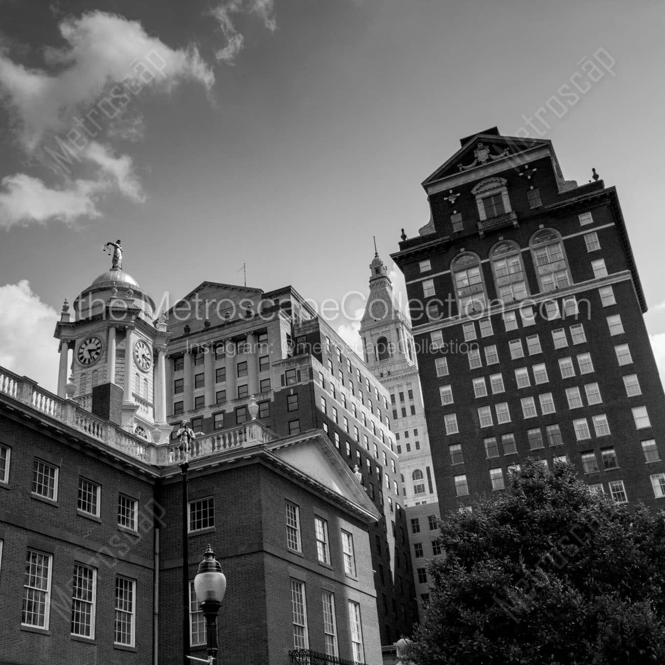 downtown hartford connecticut skyline Black & White Office Art