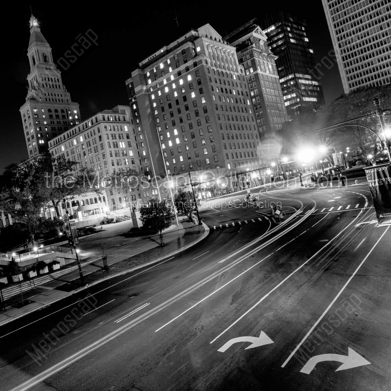 downtown hartford skyline from american row Black & White Office Art