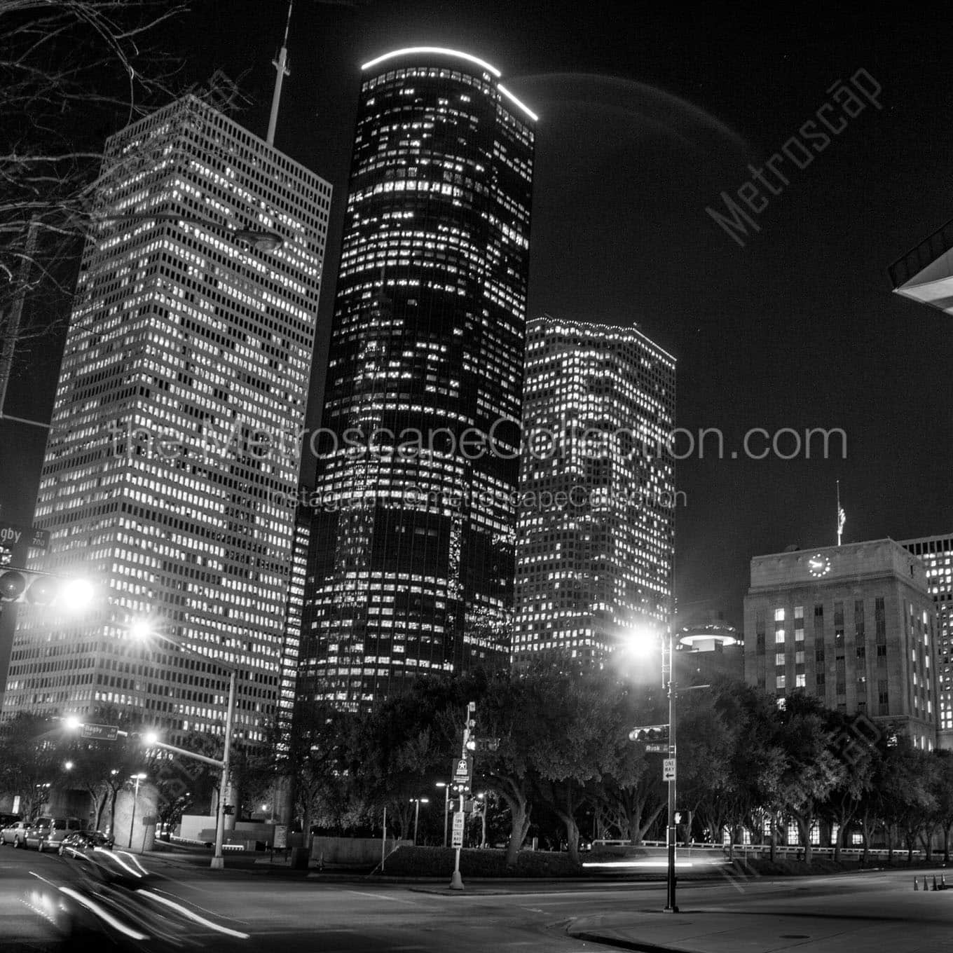 downtown houston texas Black & White Office Art