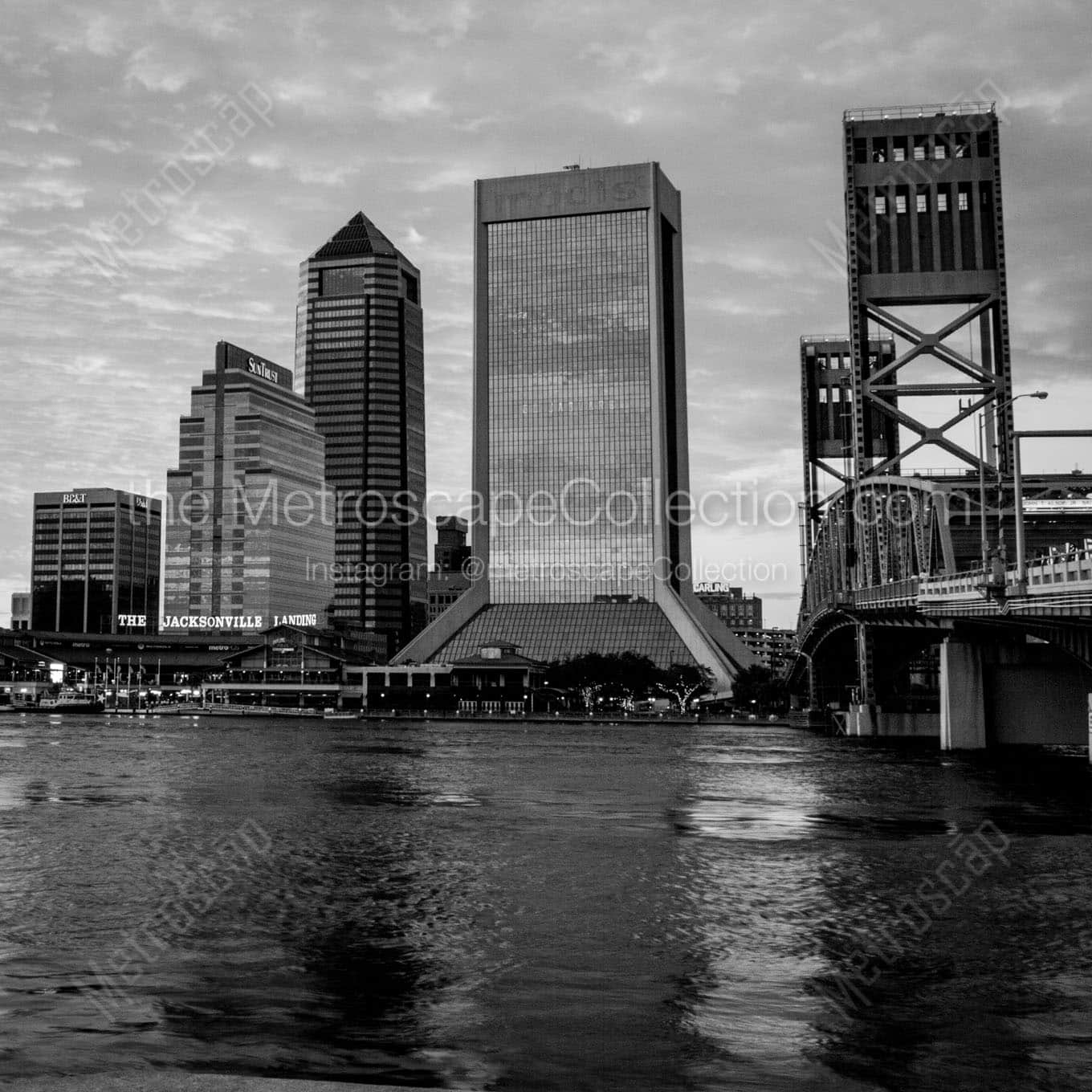 downtown jacksonville florida Black & White Office Art