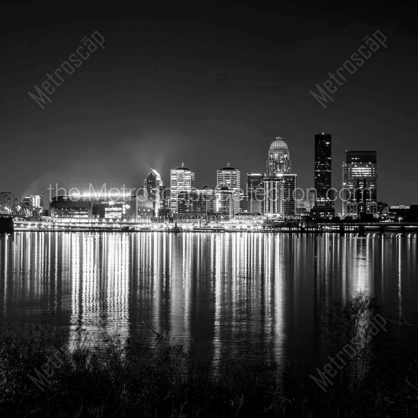 downtown louisville ky skyline Black & White Office Art