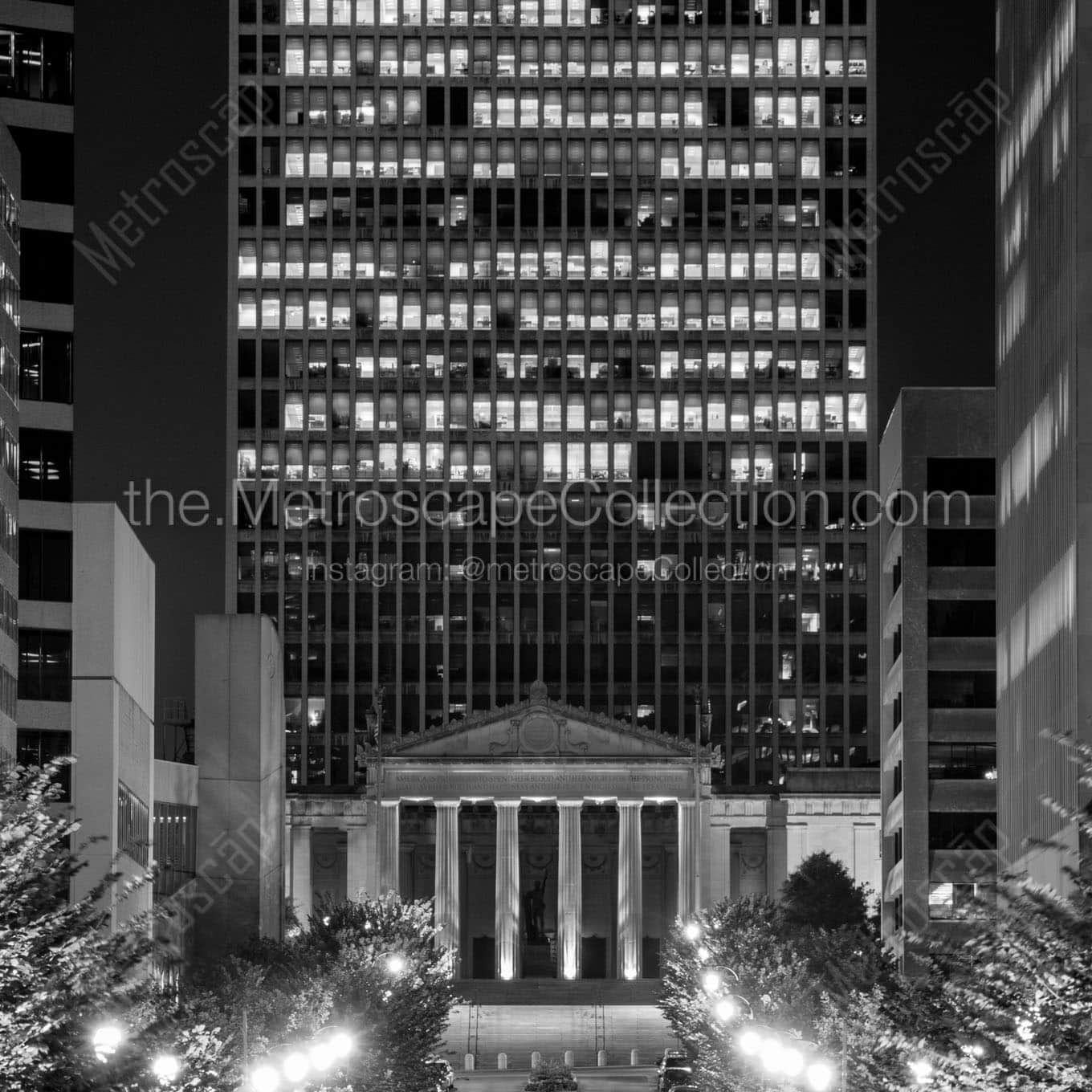 downtown nashville cityscape at night Black & White Office Art