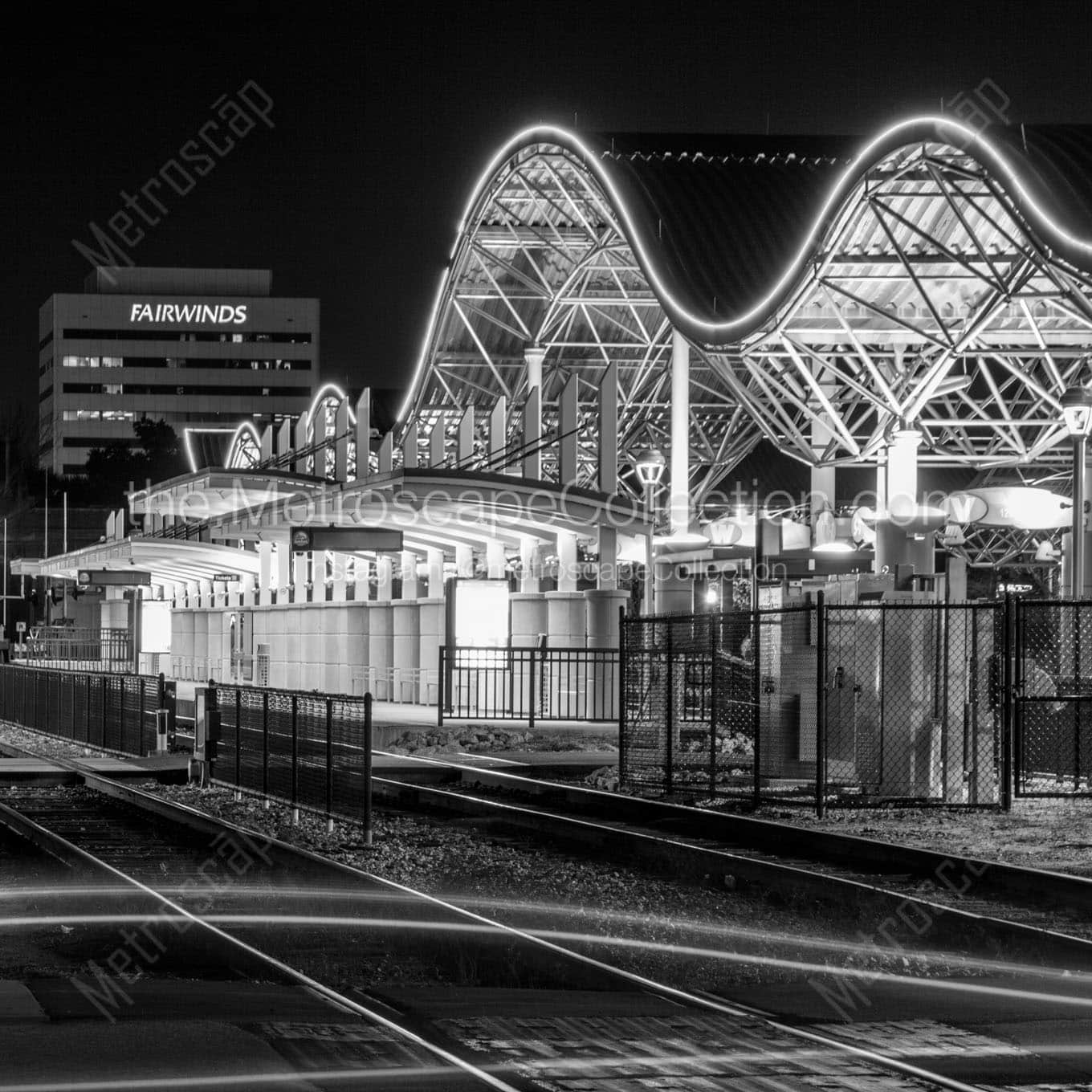 downtown orlando lynx station at night Black & White Office Art