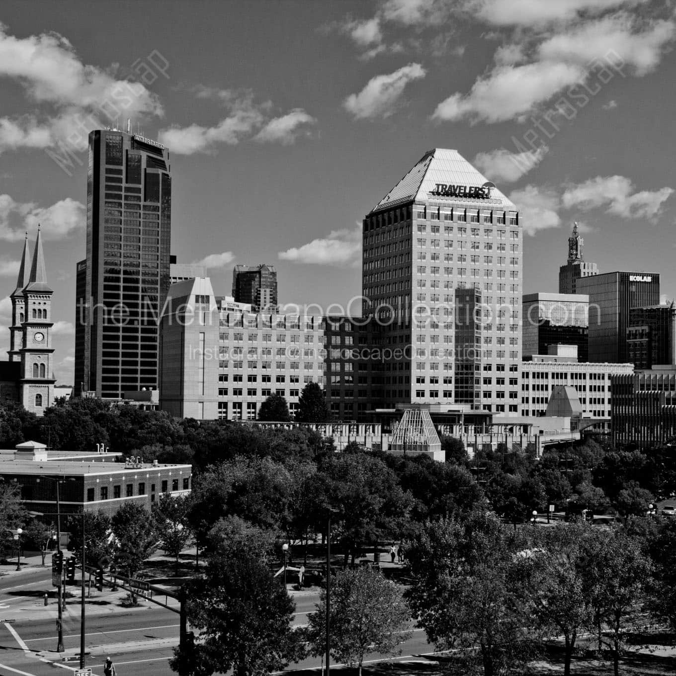 downtown st paul mn skyline Black & White Office Art