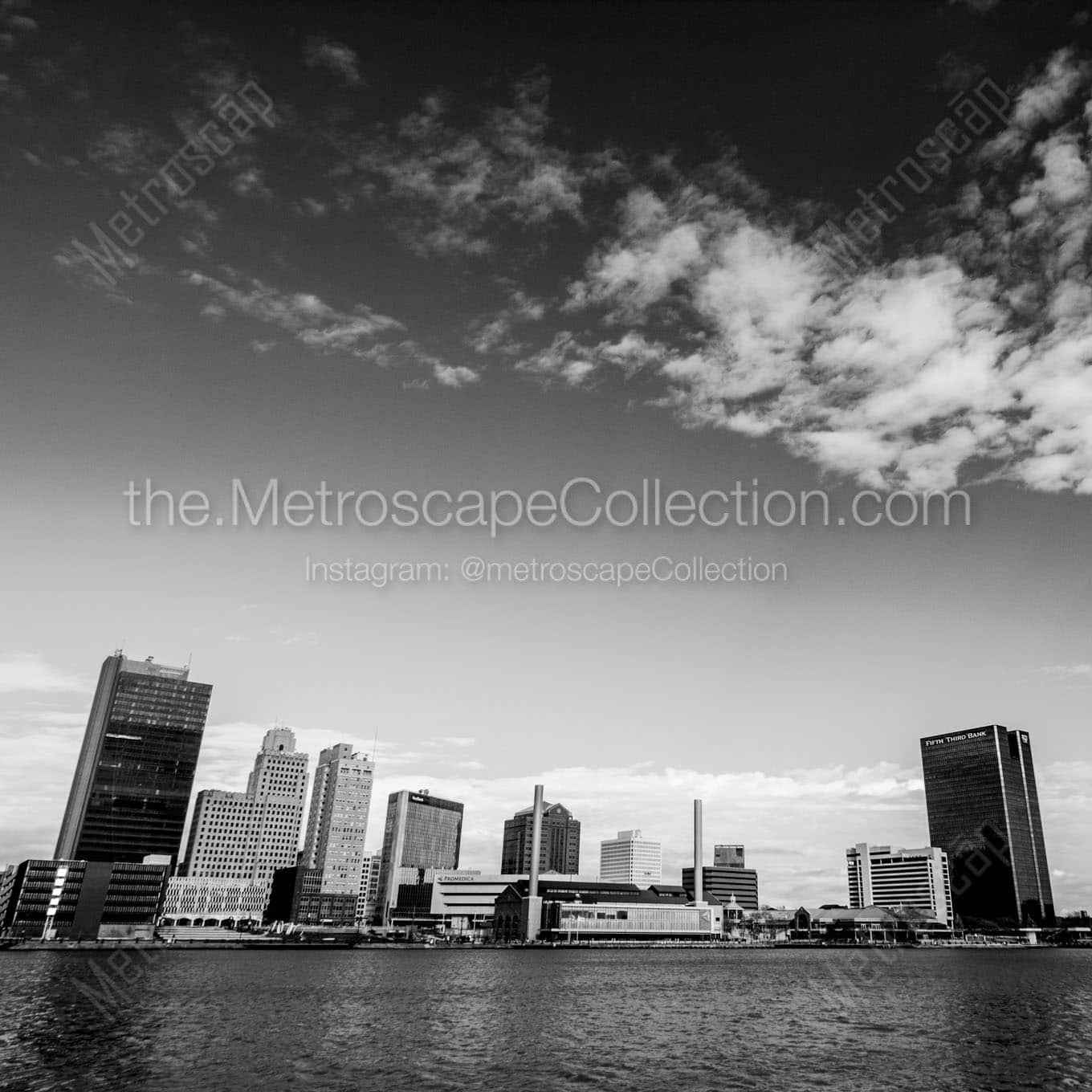 downtown toledo city skyline Black & White Office Art