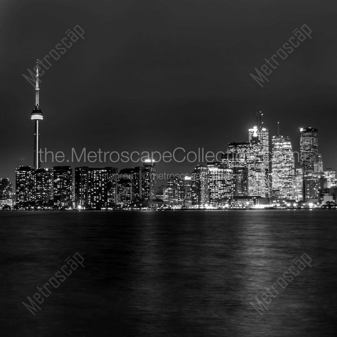 downtown toronto canada skyline at night Black & White Office Art