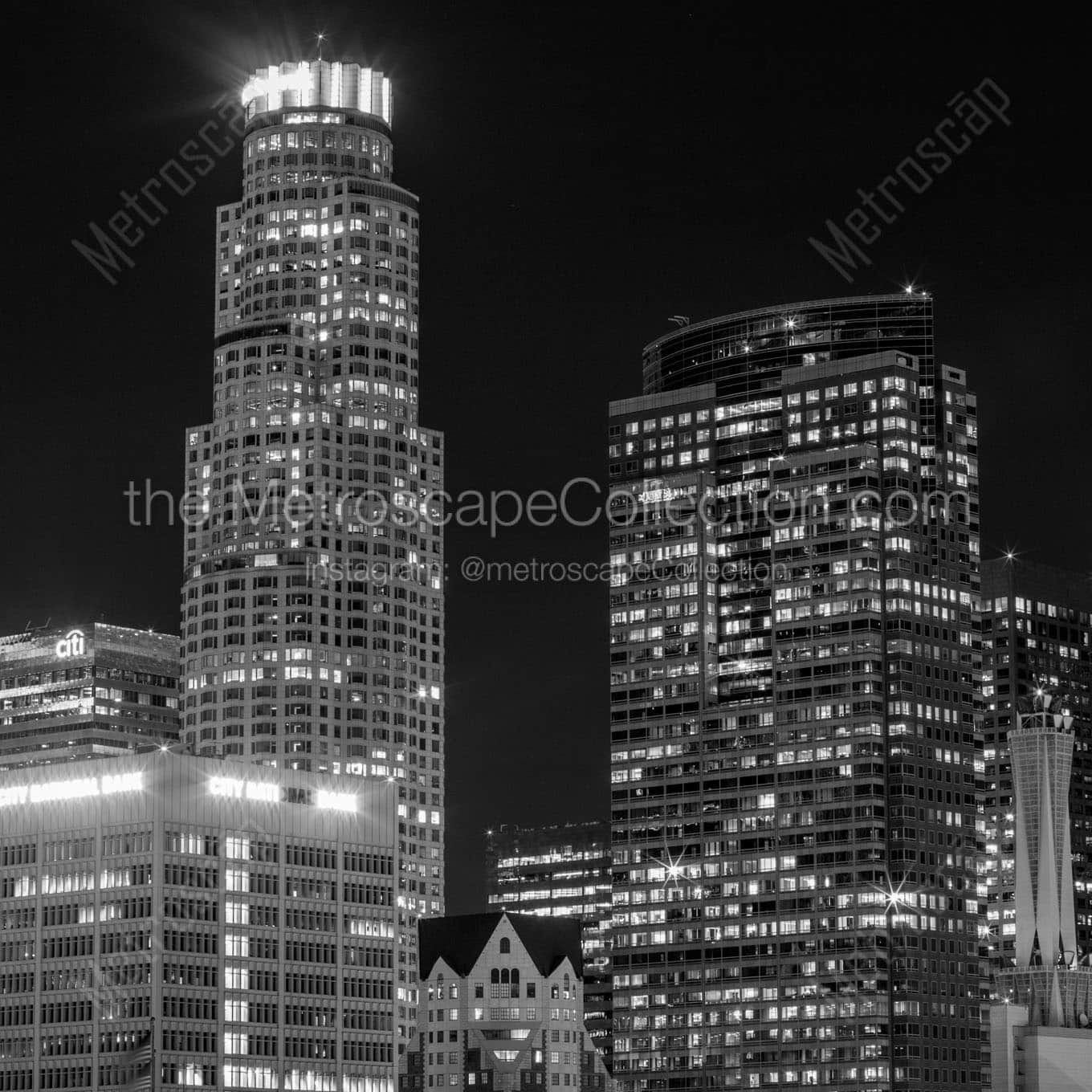 dtla night Black & White Office Art