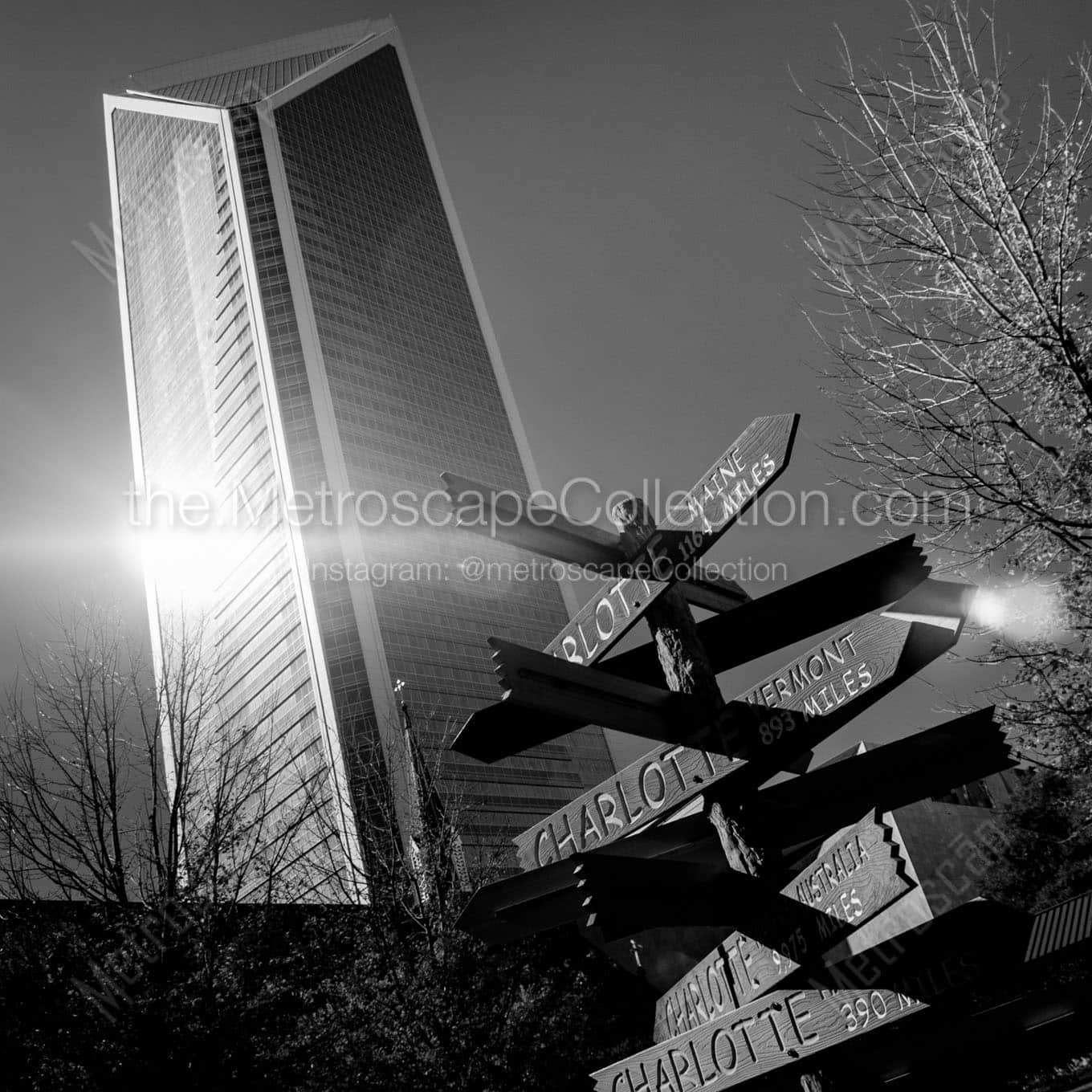 duke energy building charlotte Black & White Wall Art