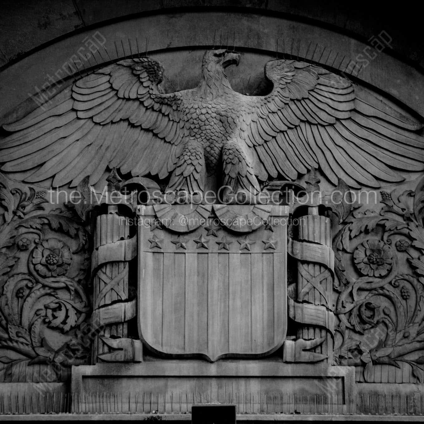 eagle shield stone relief Black & White Office Art