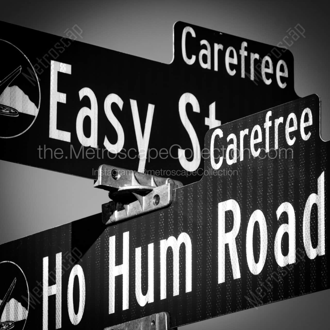 easy street and ho hum road in carefree arizona Black & White Office Art