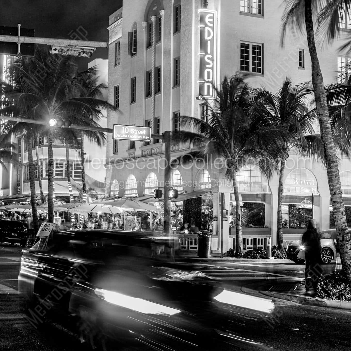 edison hotel ocean drive south beach Black & White Office Art