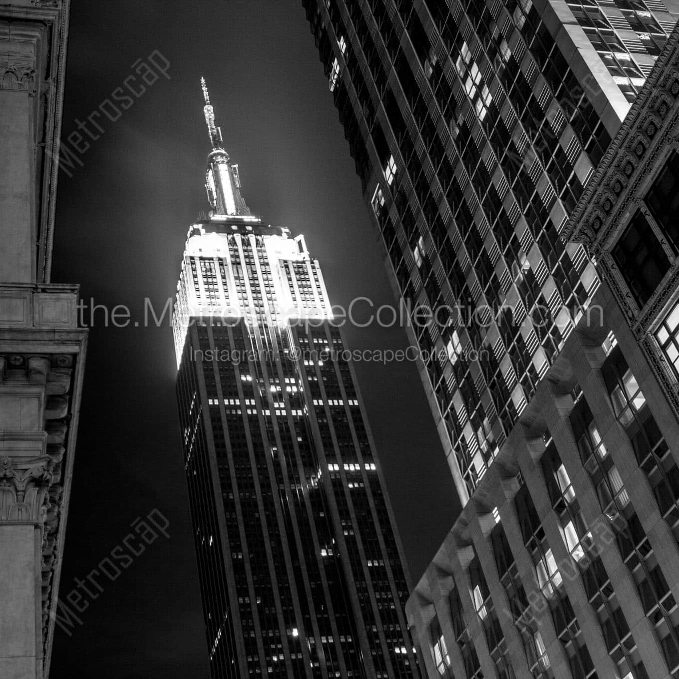 empire state building at night Black & White Office Art