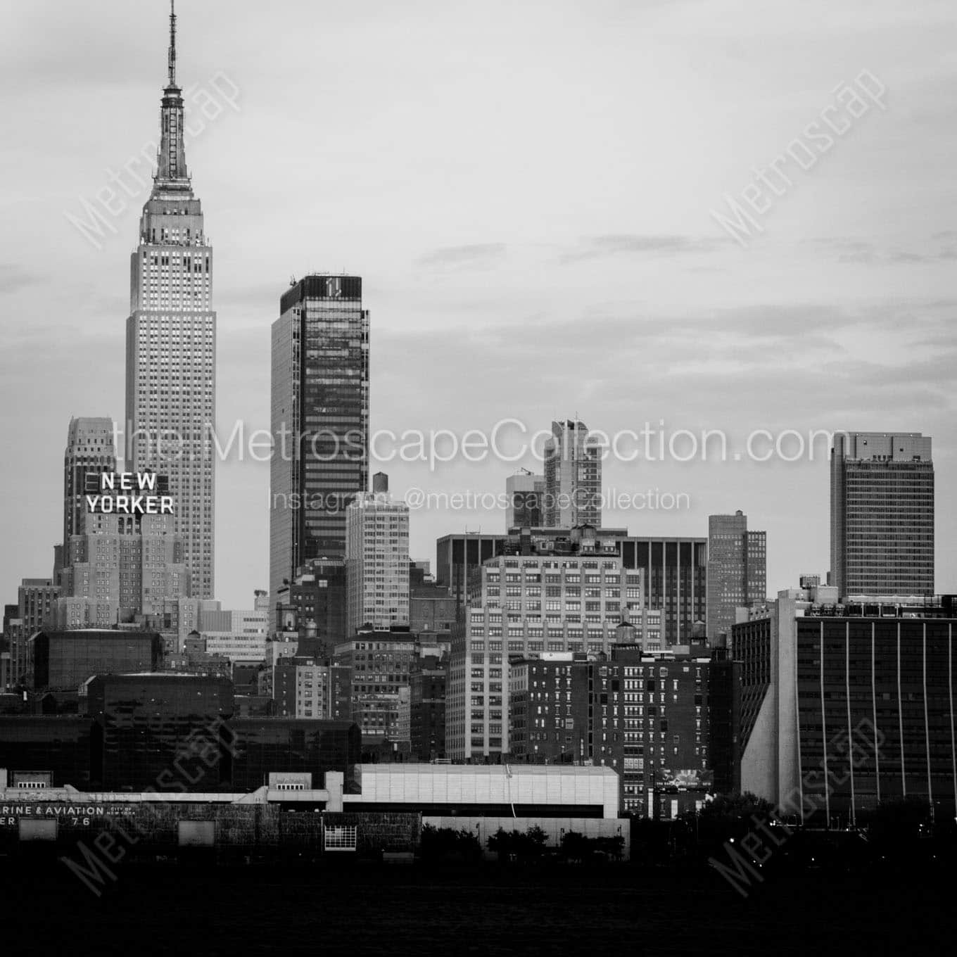 empire state building midtown skyline Black & White Office Art