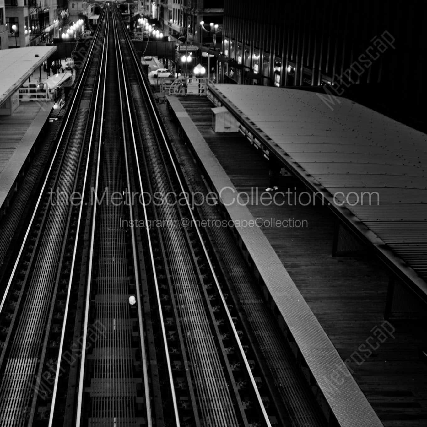 empty l train tracks Black & White Office Art