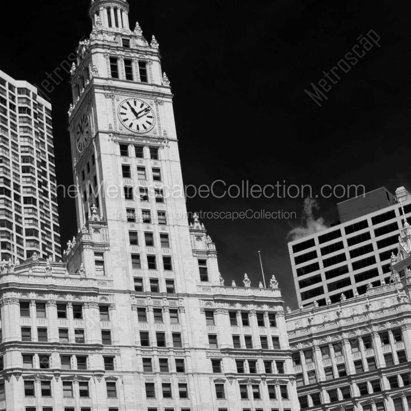 facade of wrigley building Black & White Office Art