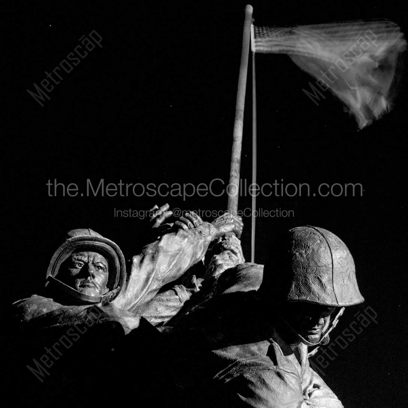 faces iwo jima memorial statue Black & White Office Art