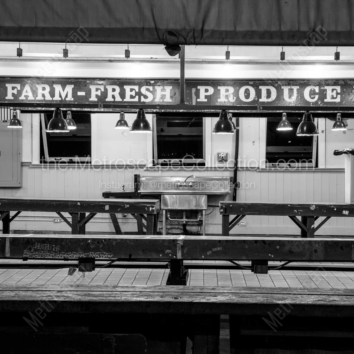 farm fresh produce pike place market Black & White Office Art