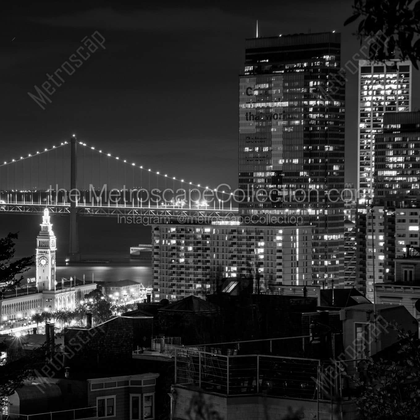 ferry building from telegraph hill Black & White Office Art