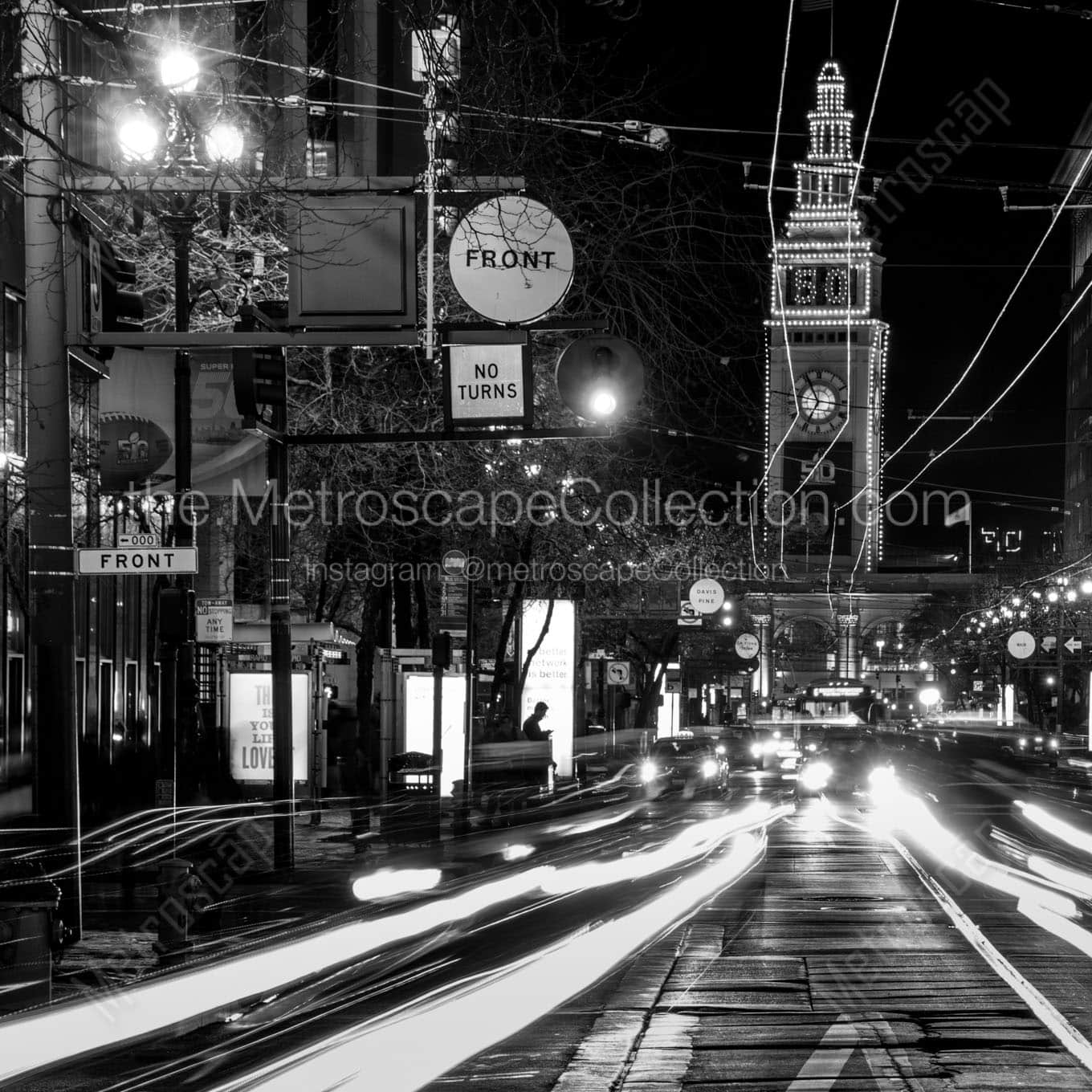 ferry building lit up sb50 Black & White Office Art