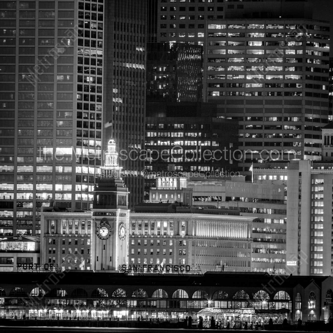 ferry building night Black & White Office Art