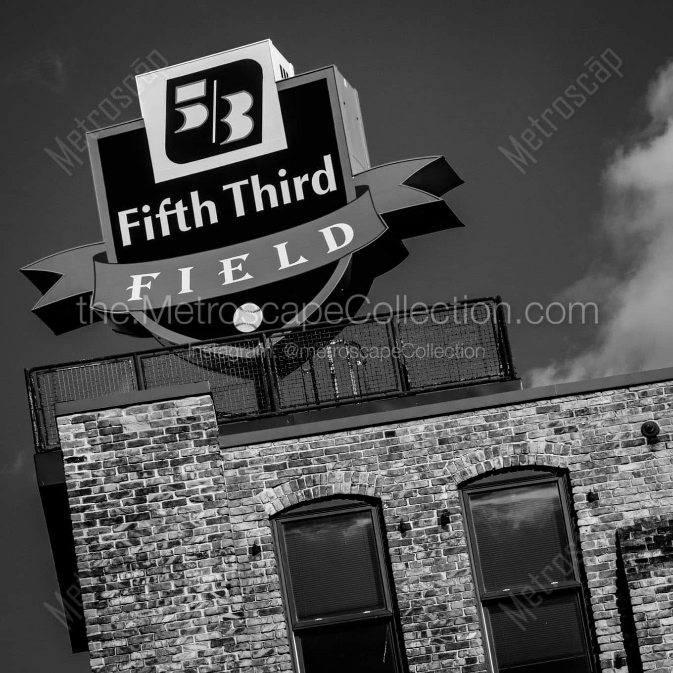 fifth third field sign Black & White Office Art