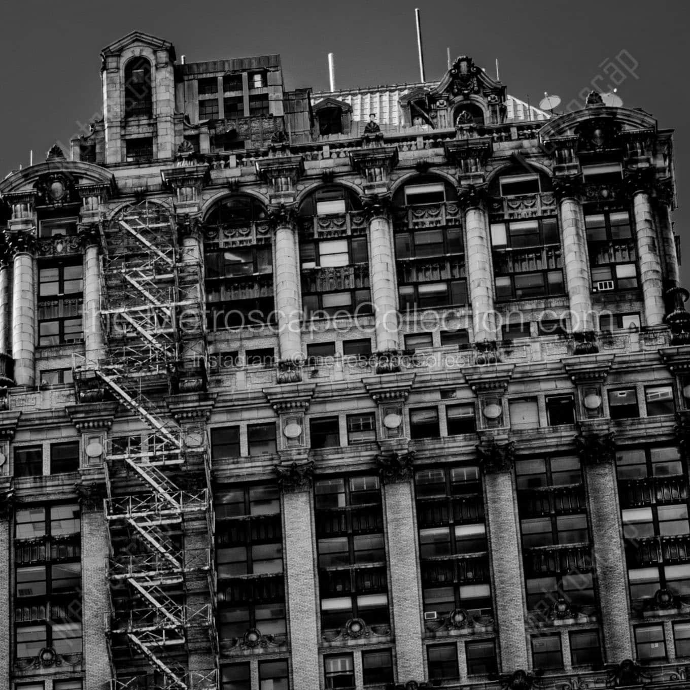 fire escape on book tower Black & White Office Art