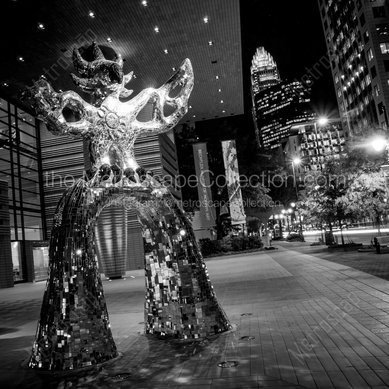 firebird sculpture on tryon downtown charlotte Black & White Office Art