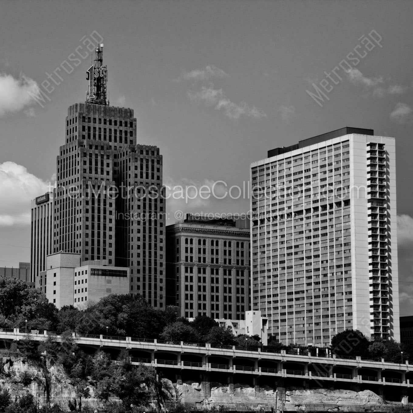 first farmers merchants bank building Black & White Office Art