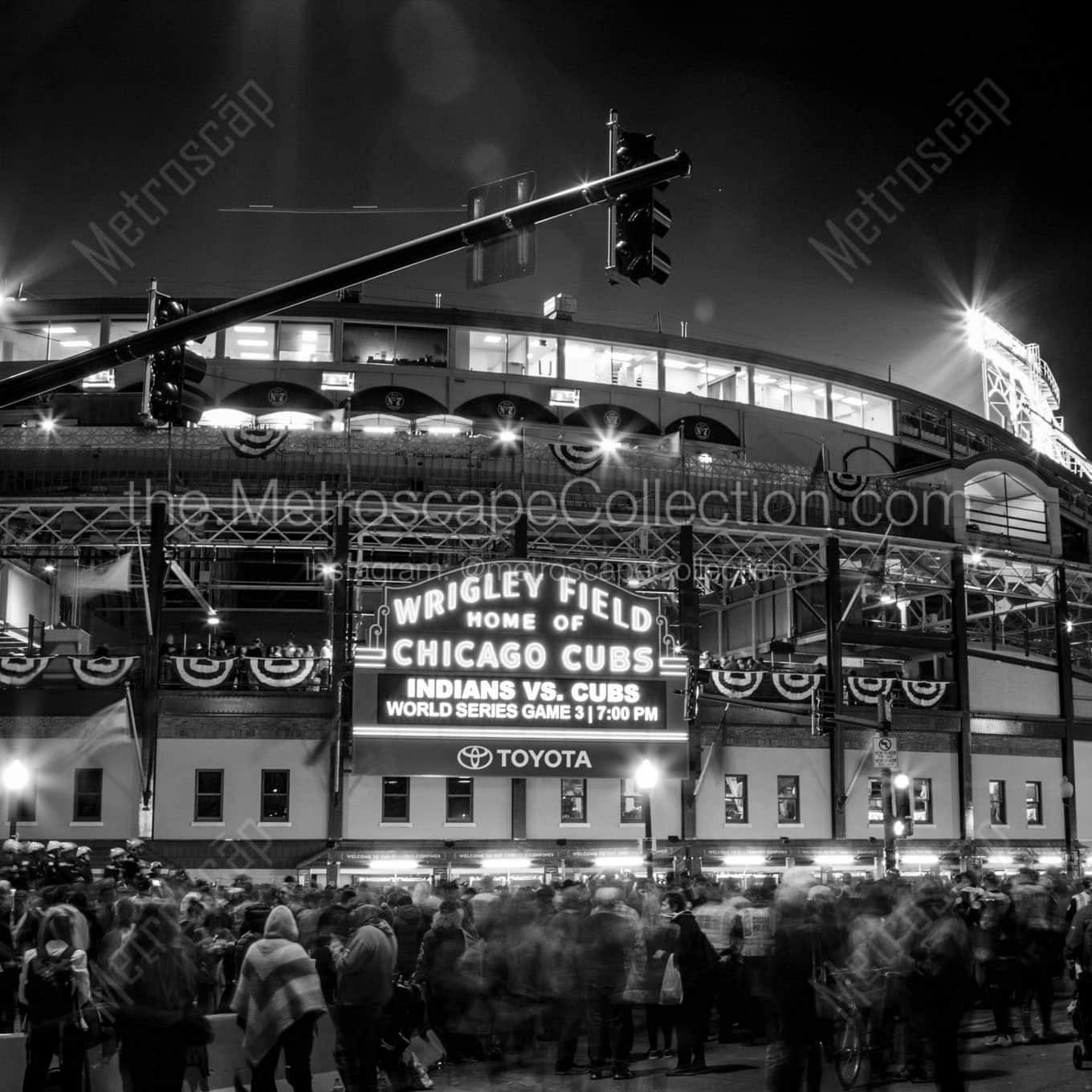 first world series game at wrigley field in 71 years Black & White Office Art